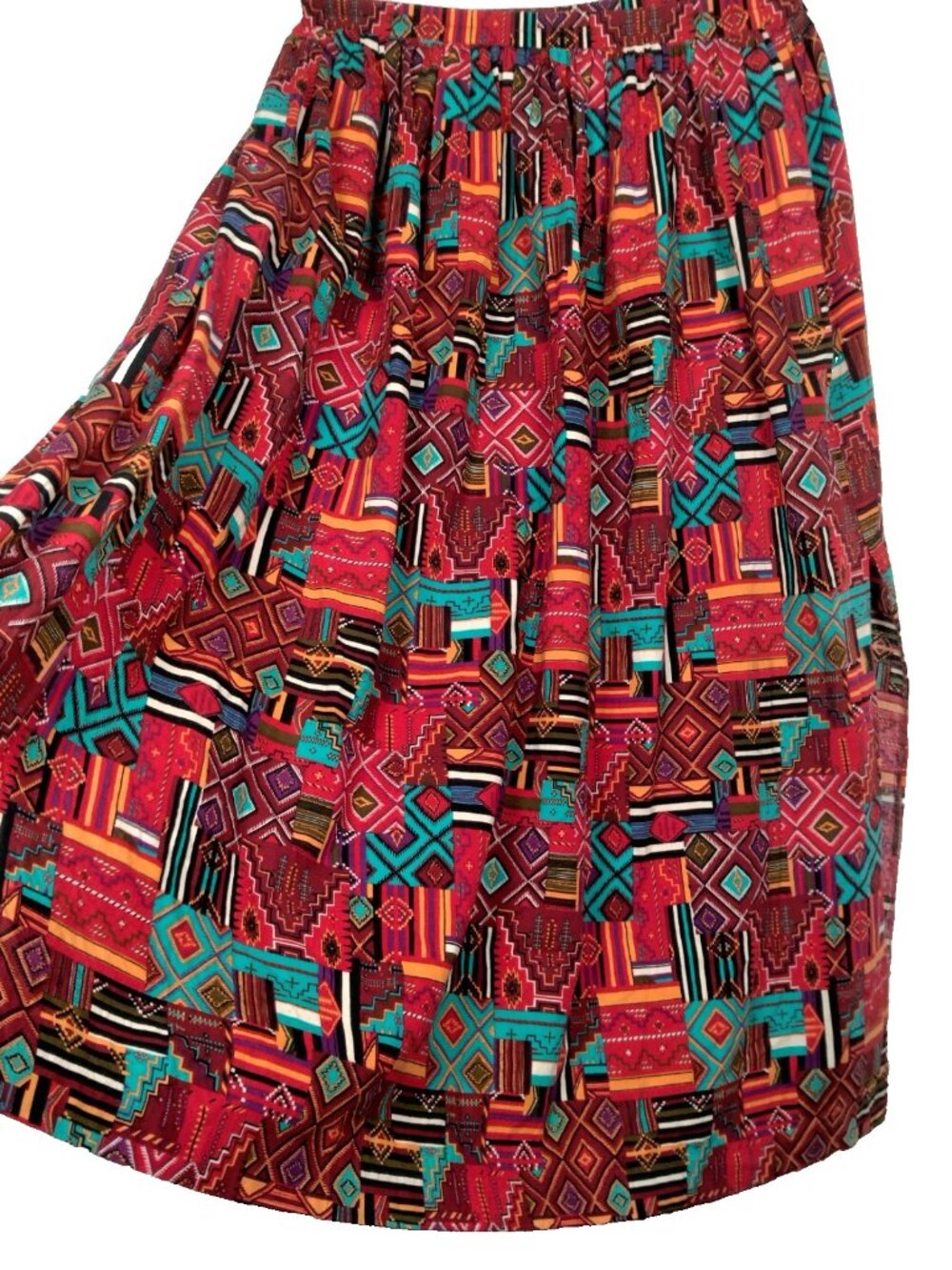 McCalls Skirt Small Long Maxi Southwestern Native Patchwork Tribal Print Natural - Picture 2 of 11